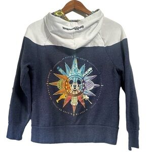 Vintage Disney World  Embroidered zip up Hoodie Sweatshirt Blue White Mickey